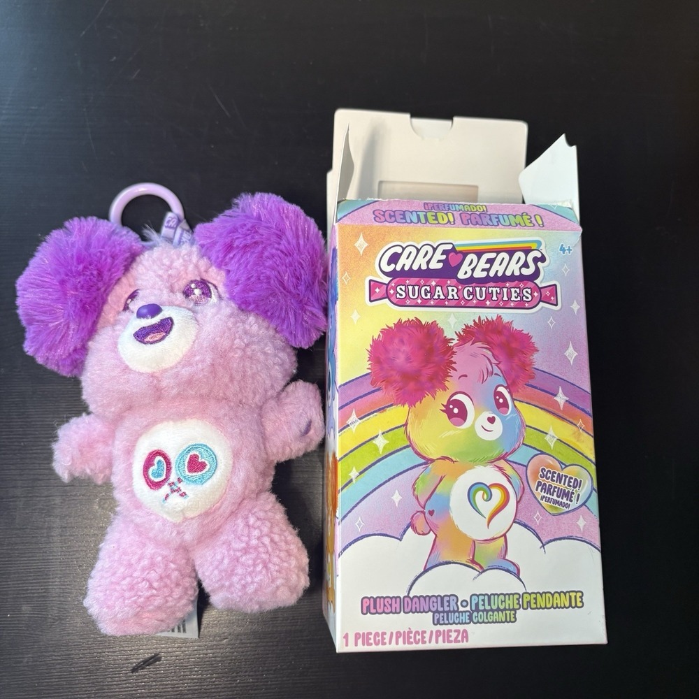 CARE BEARS SUGAR CUTIES 6" Cheer Bear Cotton Candy Scented Plush Dangler *READ*